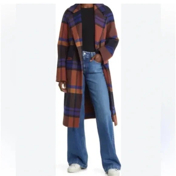 Avec Les Filles Plaid Pattern Coat in Blue | NWOT | Size XS - Picture 9 of 17